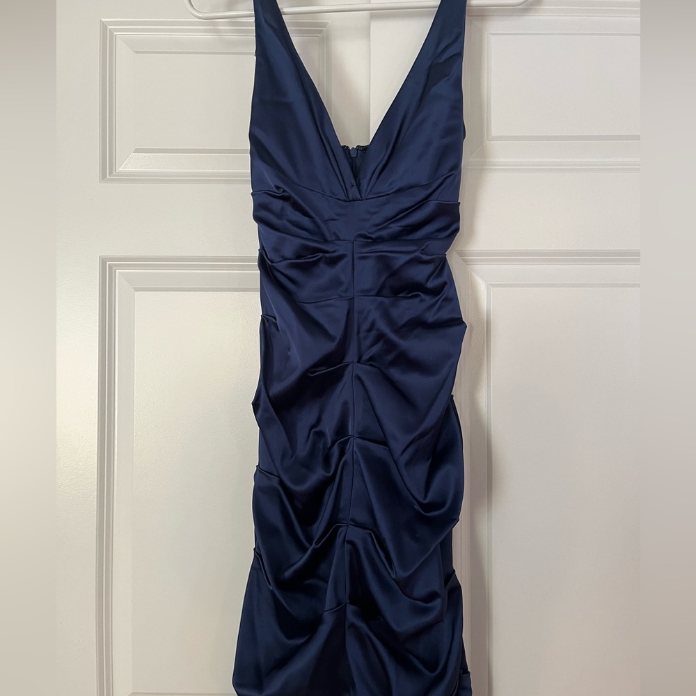 Xscape Midnight Blue Backless Dress